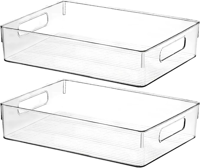 Clear Plastic Storage Bins, Large Fridge Organizer Plastic Bins, Pantry by ShelfShaper