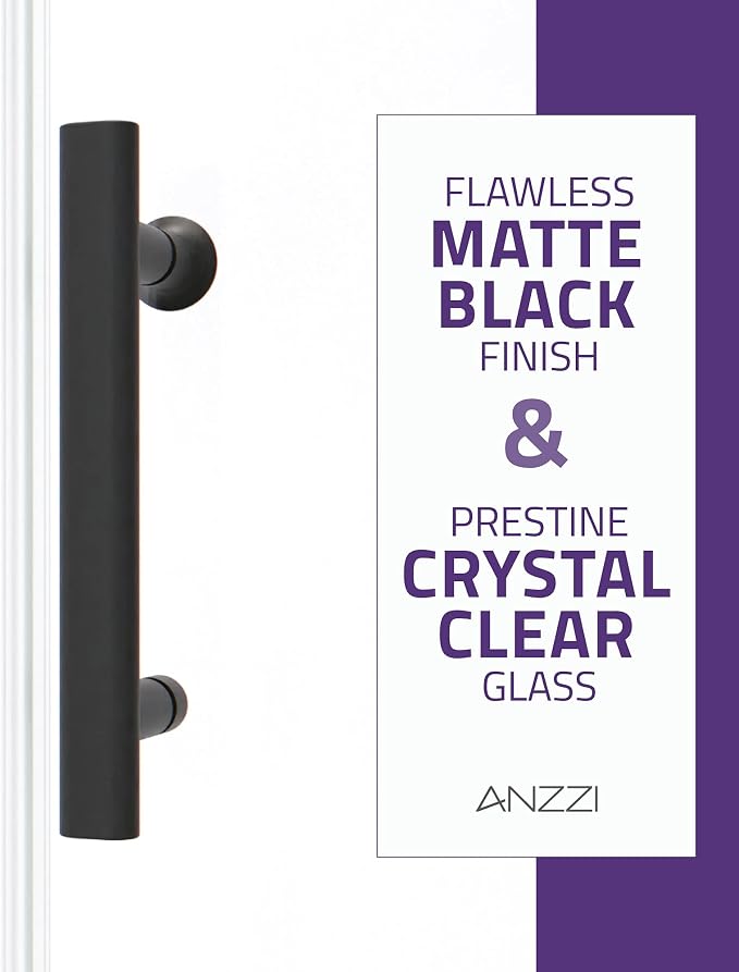ANZZI 72 x 60 inch Framed Shower Door in Matte Black | Halberd Water Repellent - Image 8