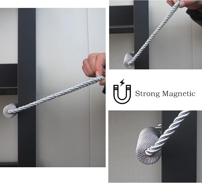Magnetic Curtain Tiebacks 6 Pack Grey Curtain Rope Tieback Curtain Holders - Image 5