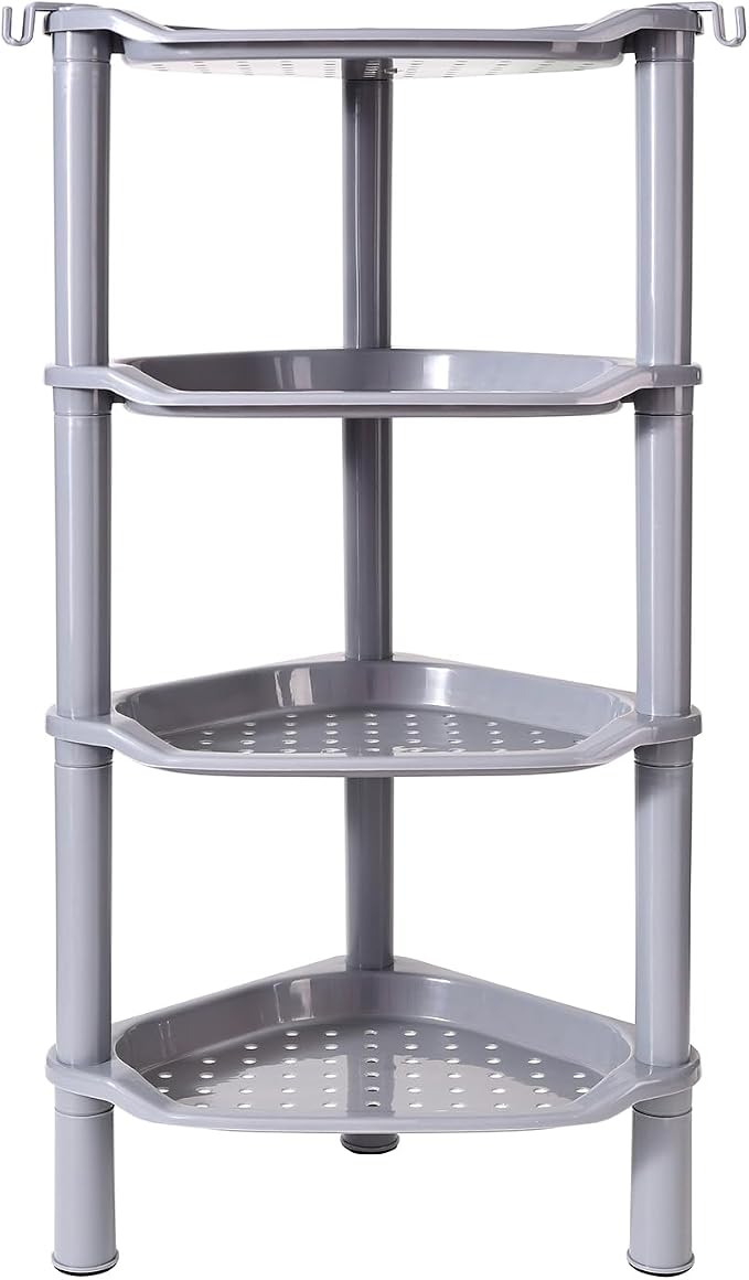 4 Tier Shower Caddy Corner, Plastic Shower Shelf Organizer by SLZBCY