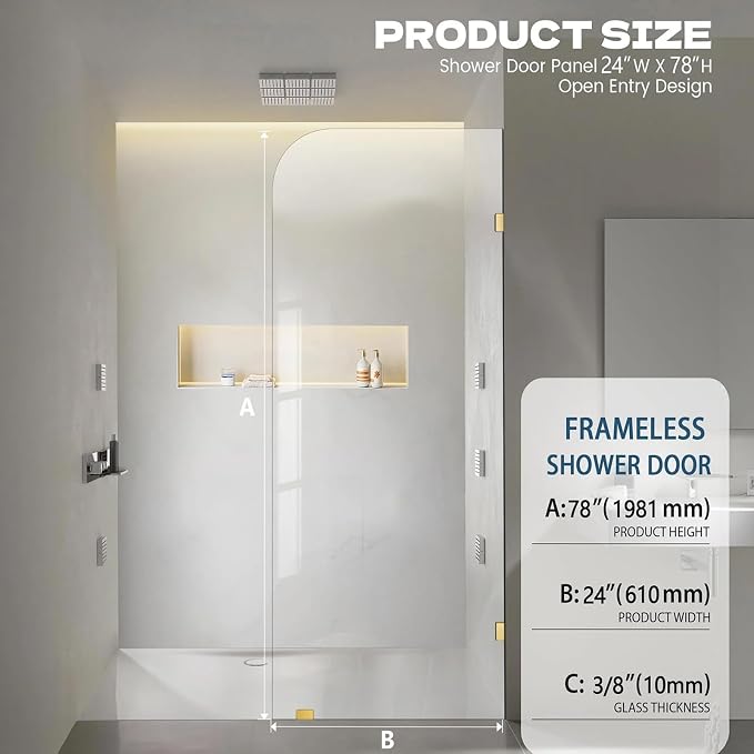 Bathroom Shower Door, 3/8" Glass Shower Doors - Image 2