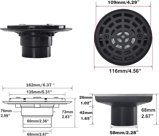 RANDOM Round Shower Drain Kit Matte Black - Image 2