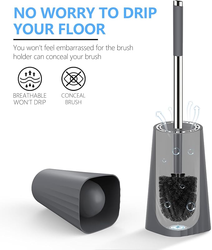 SetSail Toilet Brush, Compact Size Toilet Bowl Brush and Holder Toilet Brushes - Image 6