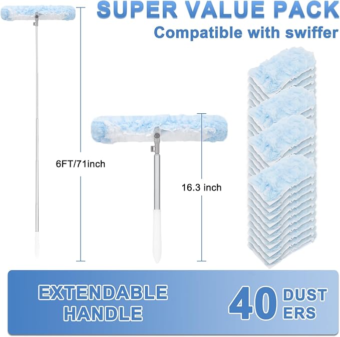 KeFanta Duster Refill Kit with 6 ft Super Extendable Handle Compatible with - Image 3