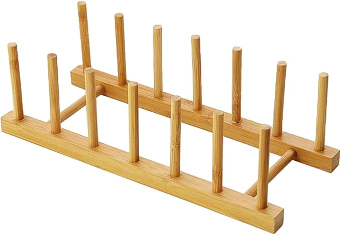 Kunovo Bamboo Dish Rack, Pot lid/Plate/Cutting Board Organizer by Kunovo