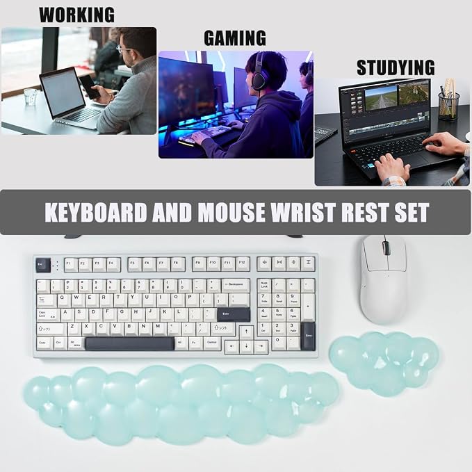 Gel Keyboard and Mouse Wrist Rest Set – Clear Cloud Wrist Rest - Image 5
