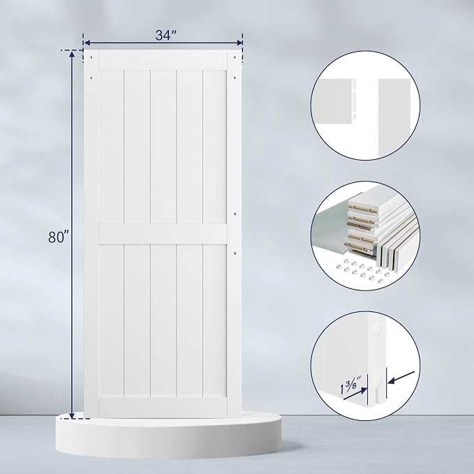 SmartStandard 34 x 80 inch White Sliding MDF Barn Door - Image 3