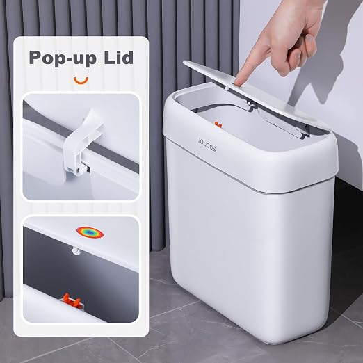 JOYBOS Bathroom Trash Can with Lid, 3 Gallon Small Garbage Can with Press Top - Image 4