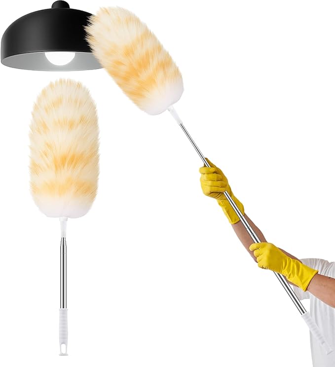 Remerry Lambswool Cleaning Duster Extendable Feather Duster 30-96 Inch by Remerry