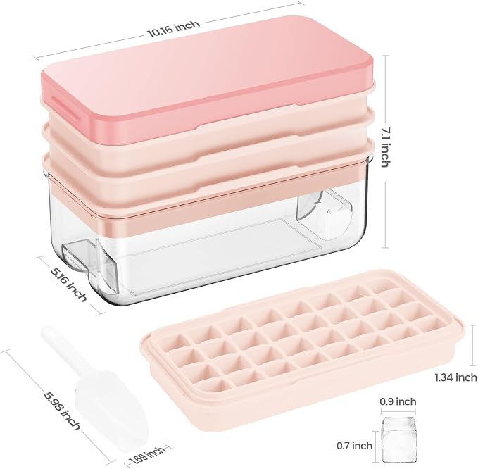 PHINOX Ice Cube Tray with Lid and Bin, 3 Pack Plastic Ice Cube Tray Molds - Image 5