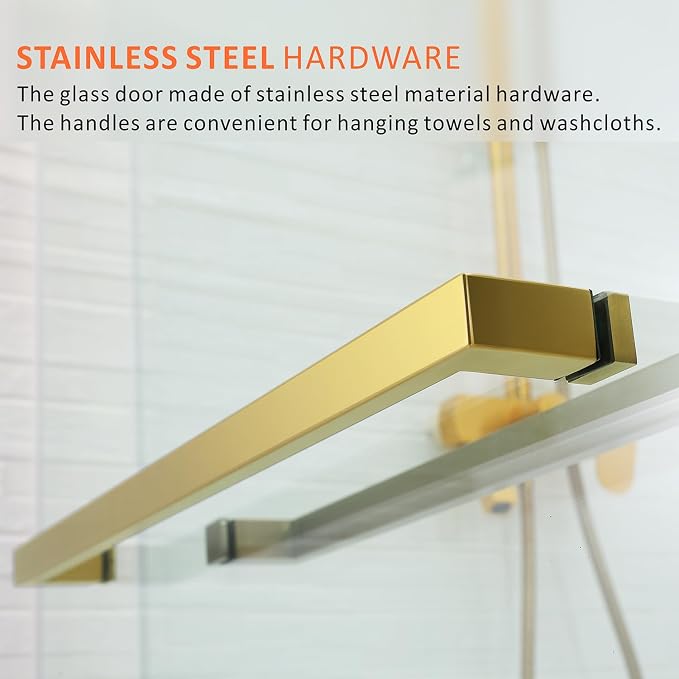 Brushed Gold Shower Door Tub - Image 8