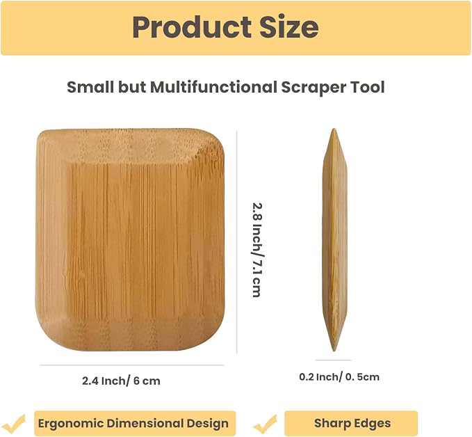 Bamboo Pan Scraper Tool, Size 2.8" x 2.4" Eco-Friendly Pot Scraper, Clean Pans - Image 6