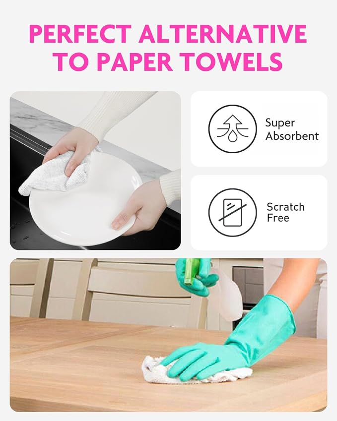 Tear-A-Rag Roll -50 Pack, 12 x 12 Microfiber Cleaning Cloth, Reusable Towels - Image 5