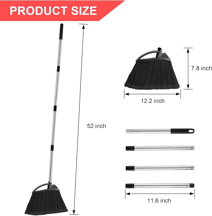 8 Pcs Heavy Duty Commercial Broom Bulk 52 Inch Indoor Outdoor Broom - Image 2