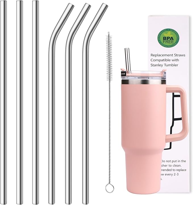 AIERSA Metal Straws for 40oz Tumbler Replacement, 12 Inch Reusable Stainless by AIERSA