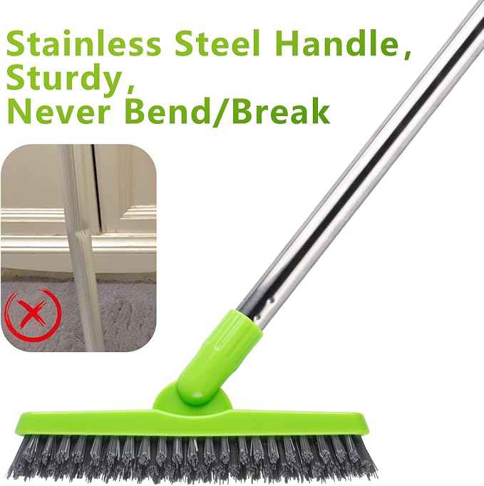 ITTAHO 2 Pack Grout Brush with Long Handle, Swivel Cleaning Grout Line Scrubber - Image 7