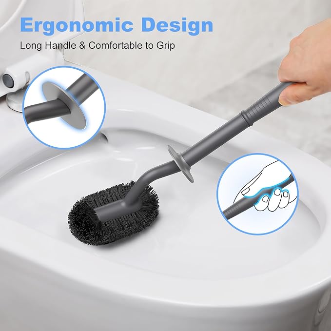 HAMITOR Toilet Bowl Brush Holder Set: Curved Design - Image 6