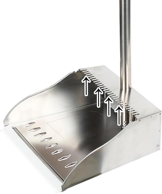 Metal Dustpan Long Handle Stainless Steel Dustpan, Heavy Duty Standing Dust Pan by MULING