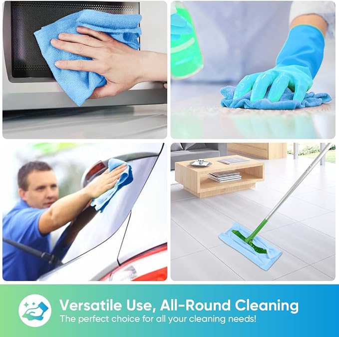 HOMEXCEL Blue Microfiber Cleaning Cloths, 20 Pack Cleaning Rags - Image 6