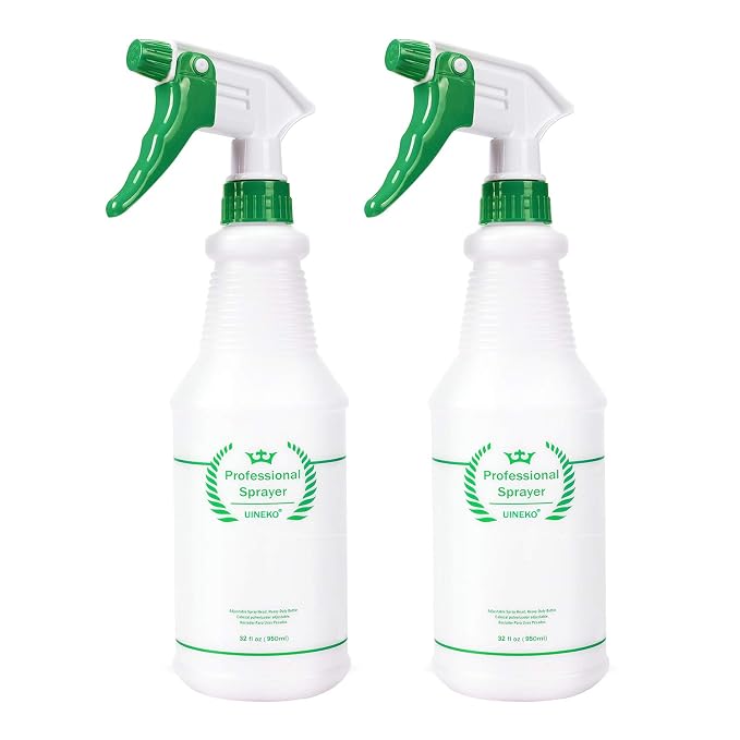 Plastic Spray Bottle 2 Pack, 32 Oz, All-Purpose Heavy Duty Spraying Bottles by Uineko
