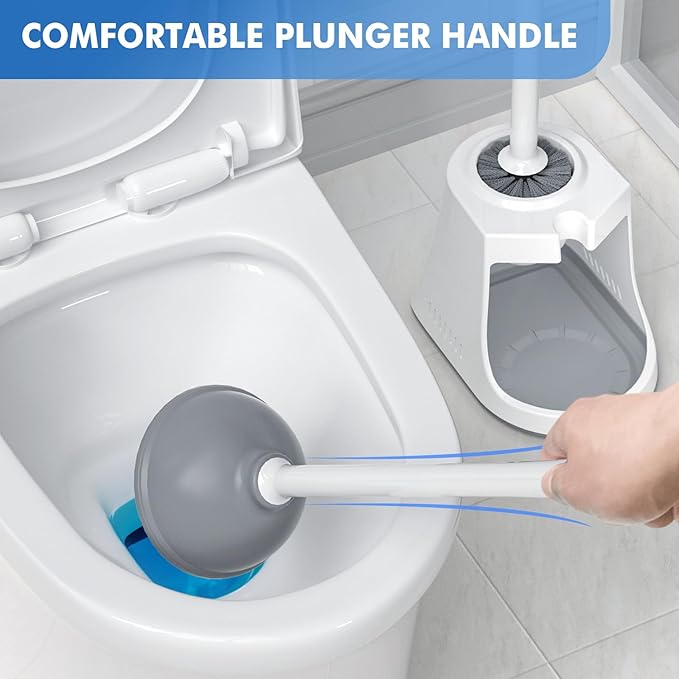 Toilet Plunger and Brush with Holder, Bowl Brush and Heavy Duty Toilet Plunger - Image 5