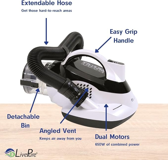 LivePure - Ultramite Handheld HEPA Filter Vacuum & Fabric Sanitizer - Dual - Image 6