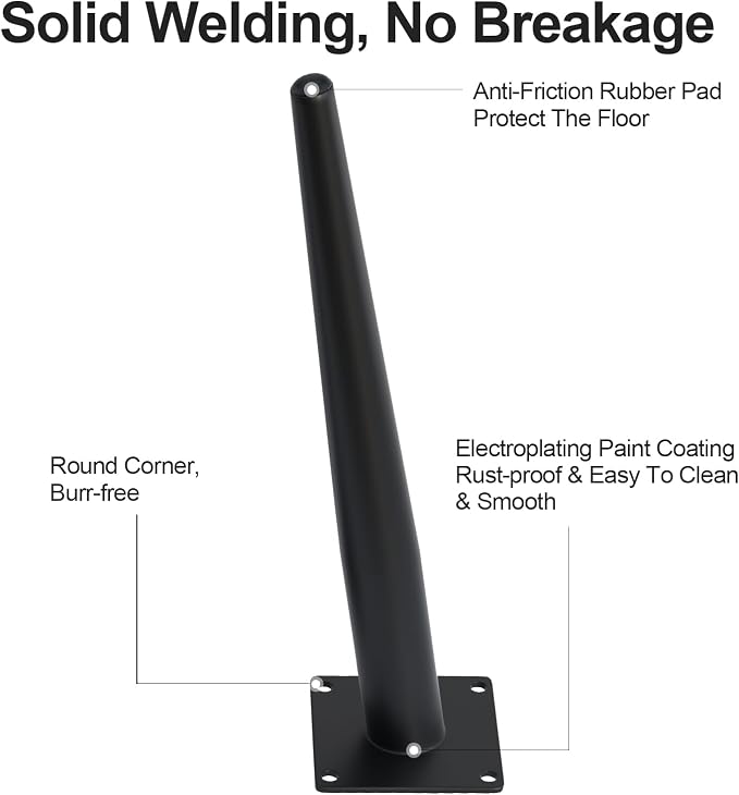 8PCS 12 Inch Matte Black Tapered Angled Legs - Image 4