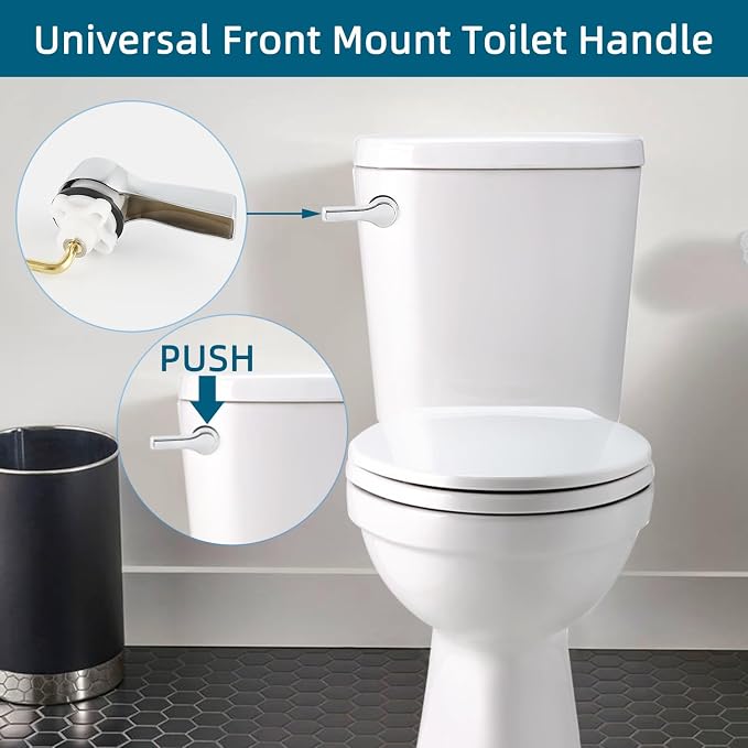 Hygie Rinse Metal Toilet Handle Lever Flush Replacement, Universal Front Mount - Image 5