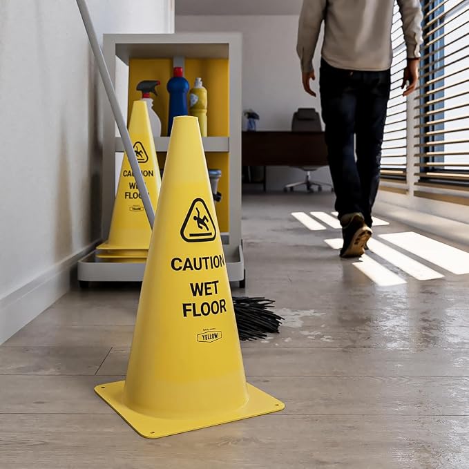 Yellow Safety® Commercial 19 Inch "Caution Wet Floor" Sign Cone, 6 ct. - Image 3