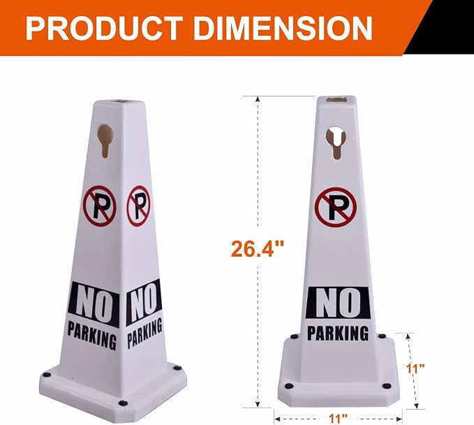 8-Pack 26.5" Caution Cones, 4-Sided Visible Safety Signs - Image 2