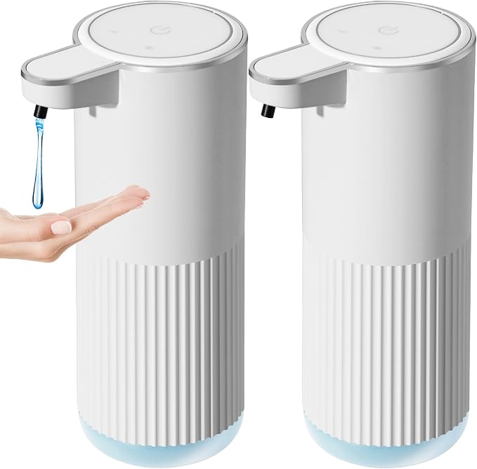 Automatic Soap Dispenser, 2 Pack White Touchless Liquid Soap Dispenser by RYTOXILOBrightenUpYourHome