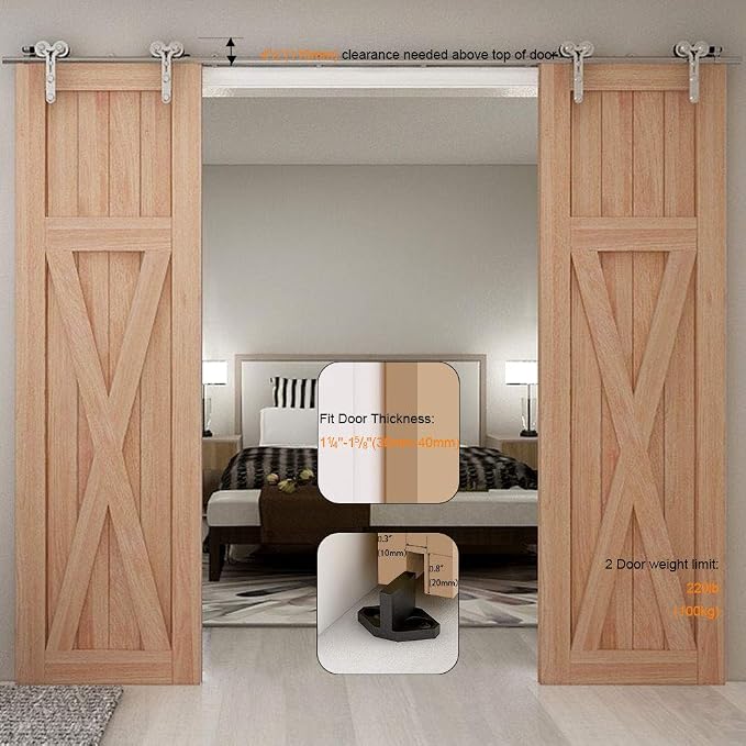 TSMST 12FT Sliding Barn Door Hardware Kit, Stainless Steel Heavy Duty Sturdy - Image 6