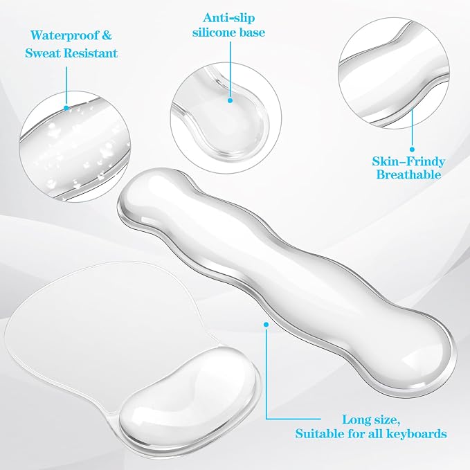 Gel Keyboard & Mouse Wrist Rest Set, Ergonomic Keyboard and Mouse Pad - Image 6