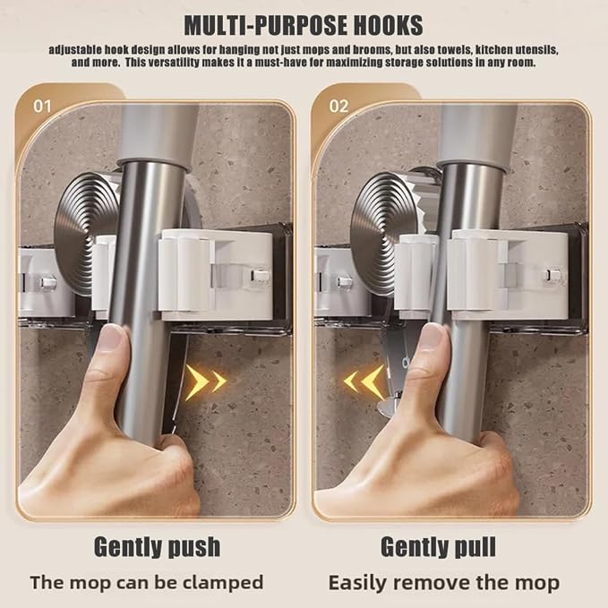 Broom and Mop Holder Wall Mount 2PCS Suction Cup Organizer - Image 2