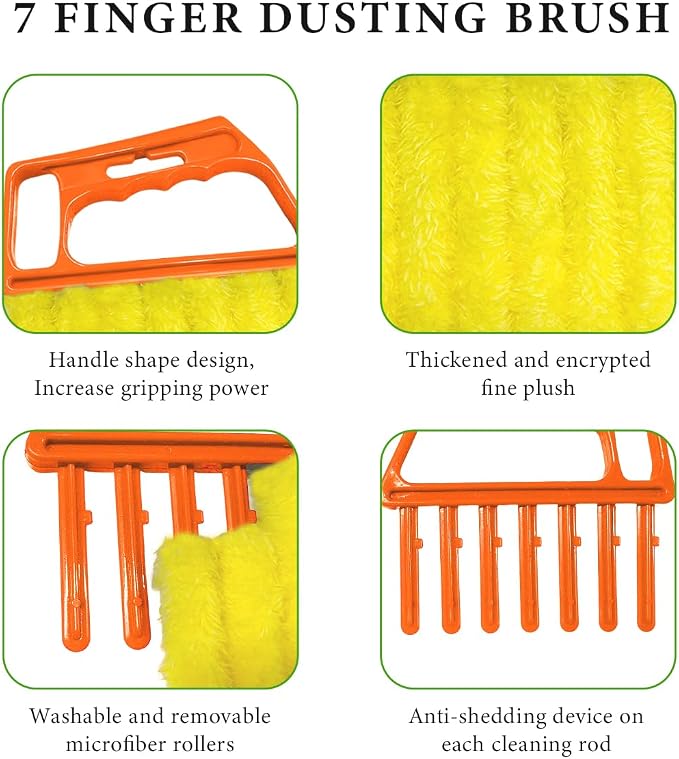 Blind Cleaner Duster Tool, Window Venetian Hand-held 7 Finger Dusting Cleaner - Image 3