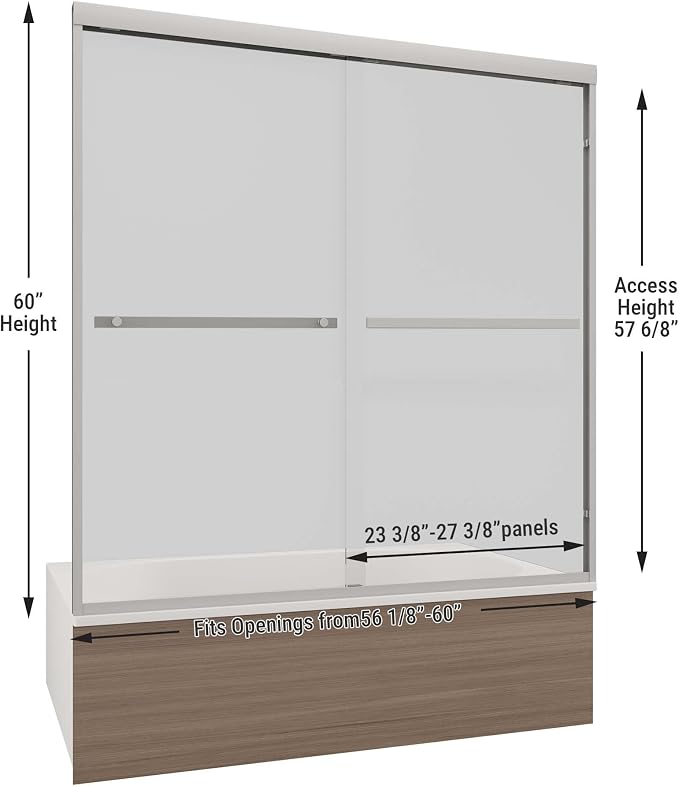 Tub Shower Door 56-60" W x 60" H, Polished Chrome Bathtub Door - Image 6