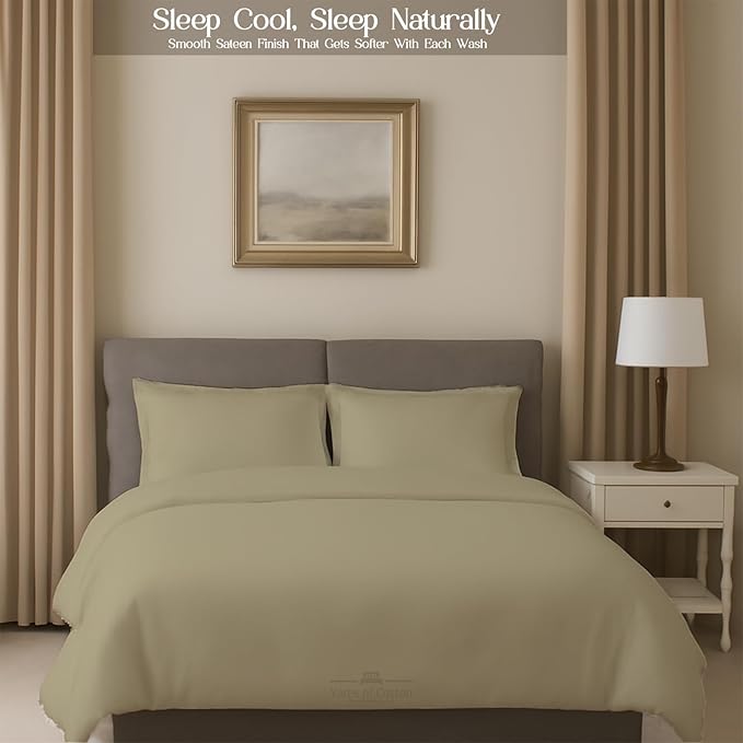 Sleeper Sofa 4 Piece Bed Sheet Set Premium Quality 100% Cotton 500 Thread Count, Smooth & Super Soft Sateen Weave, Extra Soft Bed Sheets, Wrinkle Free, 6 Inch Deep Pocket (Full, Beige)