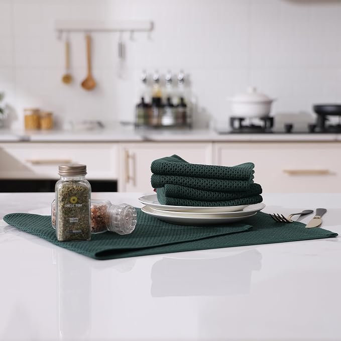 Kitinjoy 100% Cotton Waffle Weave Kitchen Hand Towels - Image 5