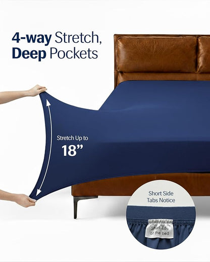 REST® Evercool®+ Starter Sheet Set, King, Blue, Breathable Bed Sheets for Hot Sleeper and Night Sweats, with Pillowcases, with Ionic+ Self-Cleaning Silver Yarn for Sensitive Skin, 3PCS No Flat Sheet