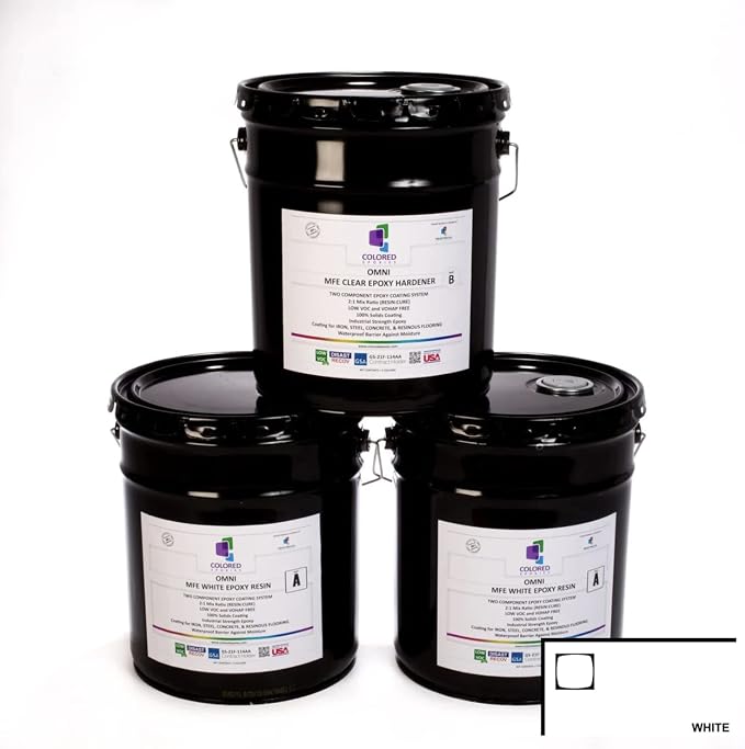 15 Gallon Kit Resin and Hardener, 15 Gallon White Epoxy Resin Coating Made by ColoredEpoxies