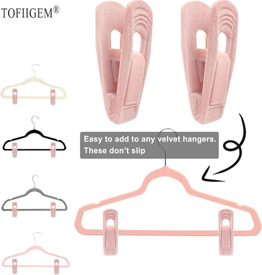 Light Pink Velvet Hangers Clips 20 PCS, Non-Slip Velvet Clip - Image 2