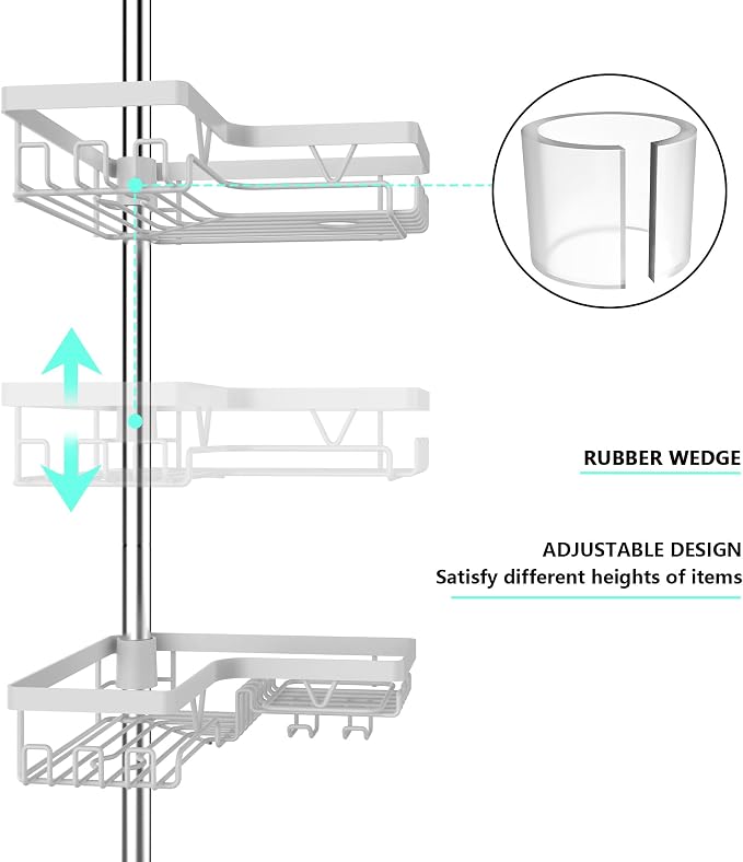 KEGII Corner Shower Caddy Tension Pole - Image 2
