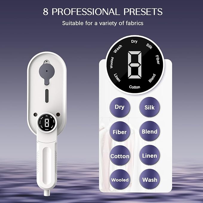 Travel Steamer for Clothes Portable Mini, 8 Steam & Iron Modes Iron Steamer - Image 2