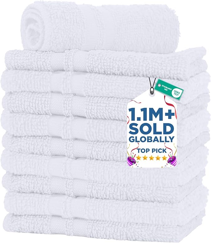 DAN RIVER 10 Pack Wash Cloths for Showering by DanRiver