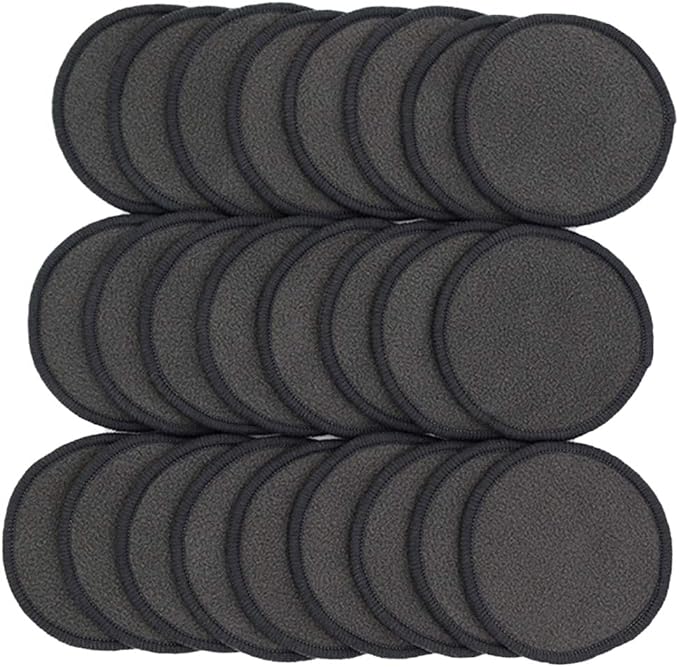 Chloven 25 Pack Charcoal Bamboo Reusable Makeup Remover Pads - Image 6