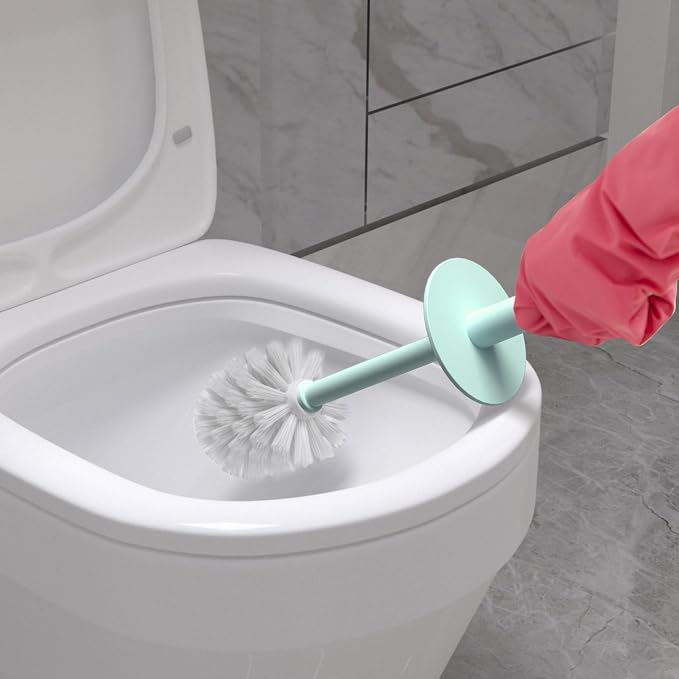 Topsky 2 Pack Compact Toilet Brush & Holder Set, Plastic Round Barrel Loo Brush - Image 8