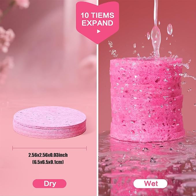 60-Count Compressed Facial Sponges Natural Cellulose - Image 4