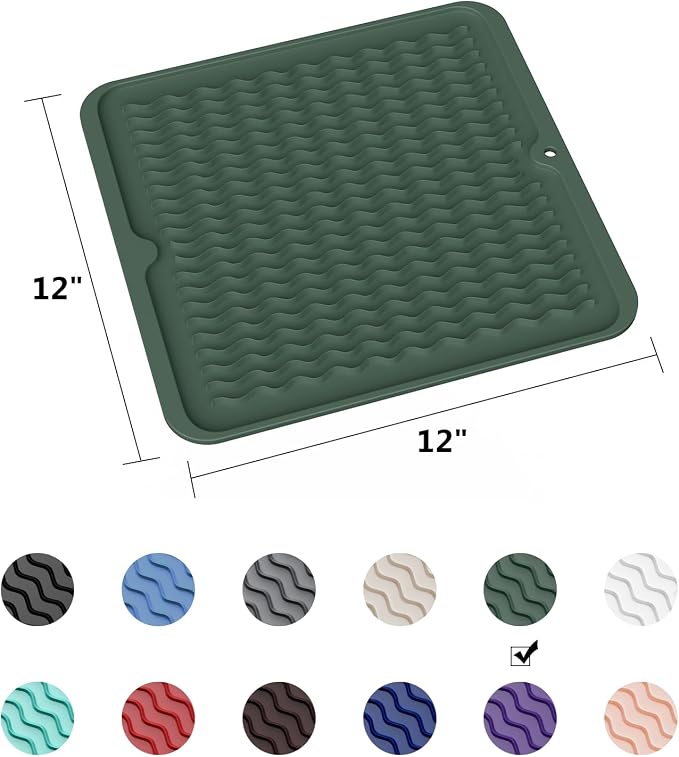 ZLR Silicone Dish Drying Mat for Kitchen Counter, Eco-Friendly Fast Dry Dish Mat - Image 6