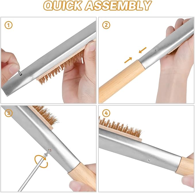 Pizza Oven Brush, BBQ Grill Cleaning Brush Non Scratch Heat Proof Brass Bristles - Image 5