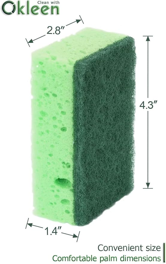 Green Multi Use Scrub Sponge. Made in Europe. 9 Pack, 4.3x2.8x1.4 inches. - Image 4
